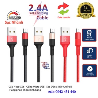 Cáp sạc nhanh hoco x26 1m micro usb chính hãng chống gãy, chống đứt
