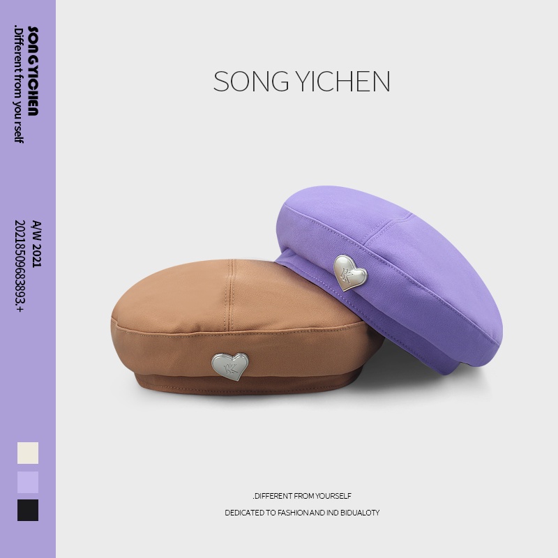 Mũ Beret Phối Khóa Kim Loại Phong Cách Hàn Quốc Cho Nam Nữ