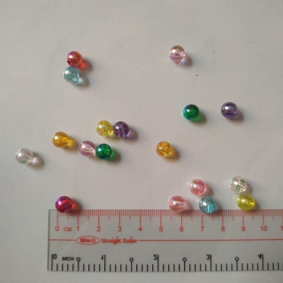 10gr (khoảng 38 hạt) hạt cườm nhựa tròn xà cừ 8mm (ánh màu)