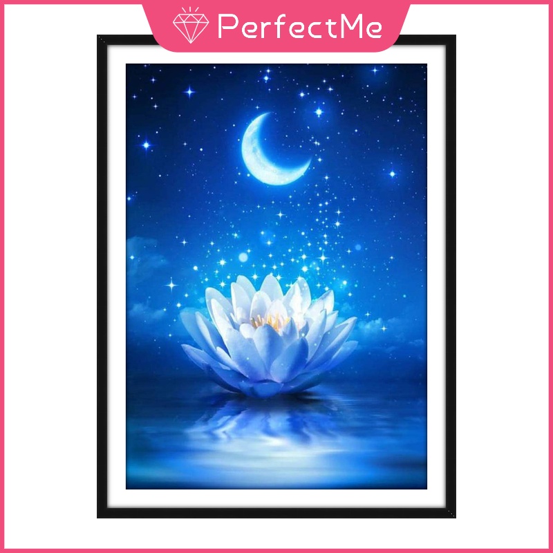 Tranh Đính Đá 5D Tự Làm Hình Mặt Trăng Và Bầu Trời Sao 30x40cm