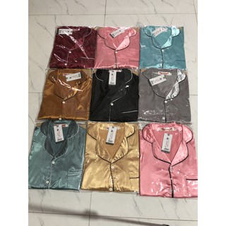 Bộ pijama nơ phi lụa tay ngắn quần dài
