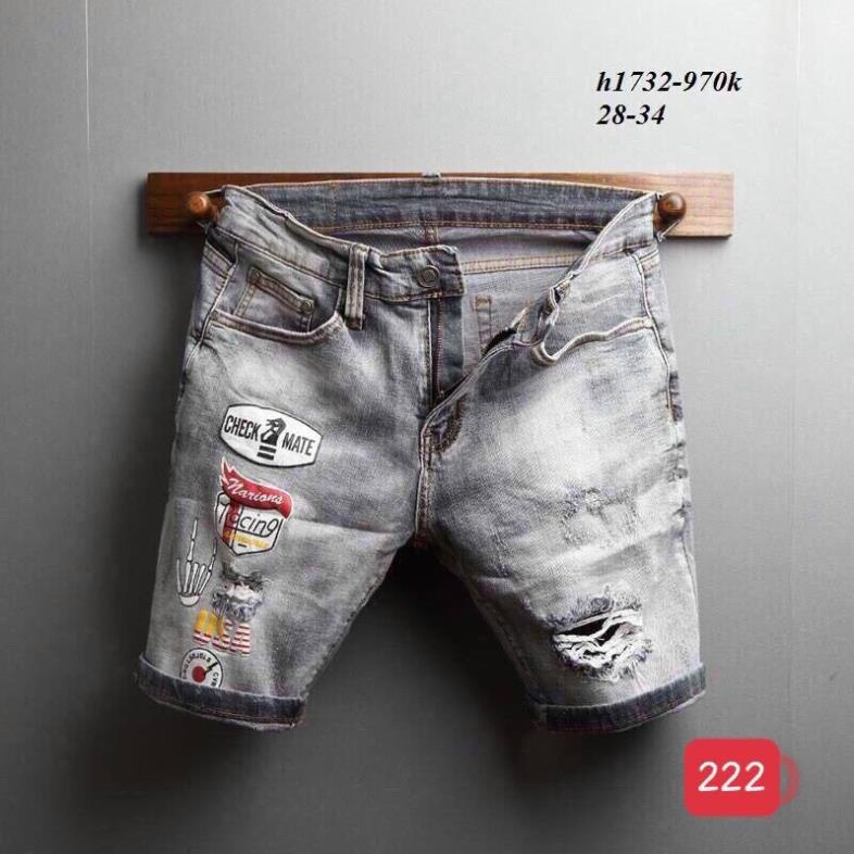 Quần Short Jean Nam Đẹp Chất Bò Co Giãn Cao Cấp, Quần Ngố rách Mẫu Mới Phong Cách Hàn Quốc Q222 ⚡