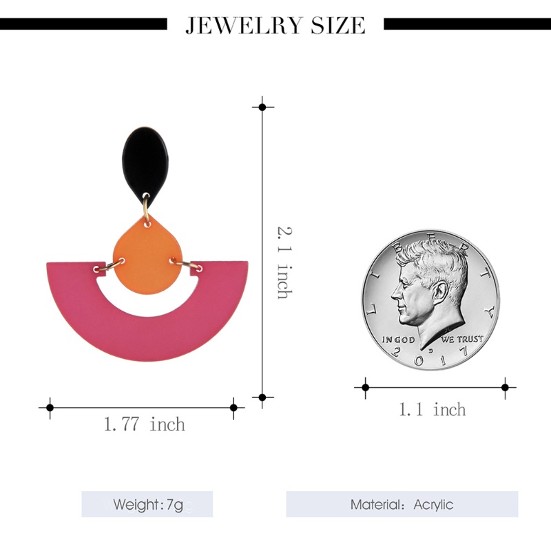 Cặp Bông Tai Dài Hình Bán Nguyệt Nhiều Màu Sắc Cá Tính