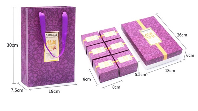Bộ túi hộp 6 bánh trung thu 50-75gr Singapore cao cấp