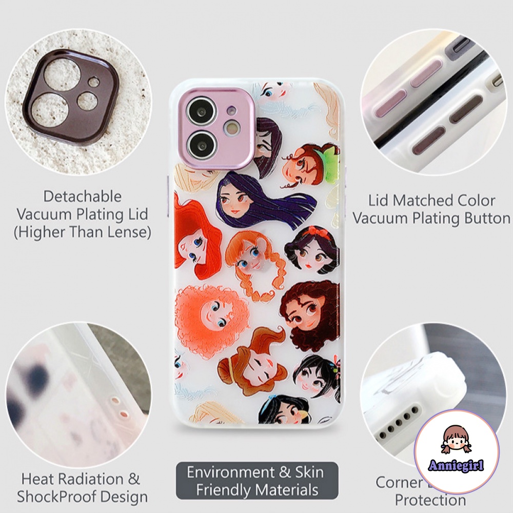 Lovely Harry Potter Princess Metal Plating Square Phone Case for IPhone 12 11 Pro Max X XS Max XR 8 7 Plus Frosted Contrast Button Soft TPU Back Cover