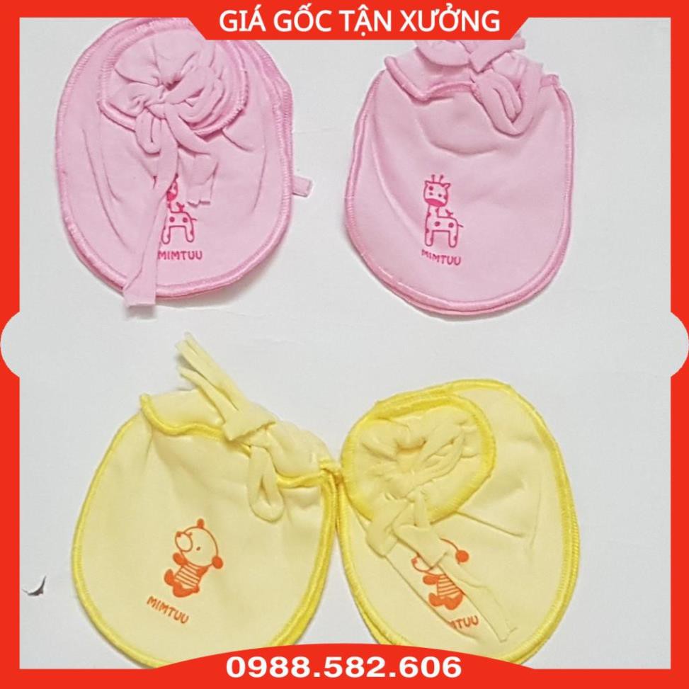 Set Bao Tay + Bao Chân Buộc Dây, Bao Tay Chân Mintu Cho Bé Sơ Sinh Dưới 7kg