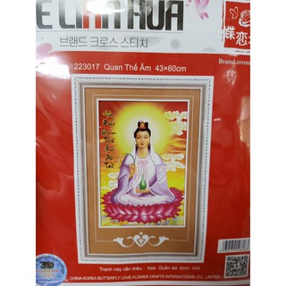 Tranh thêu phật quan âm 43x60cm chưa thêu 223017