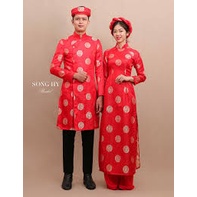 Áo dài nam truyền thống lụa Thái Tuấn, kèm mấn đội đầu - ADNTT