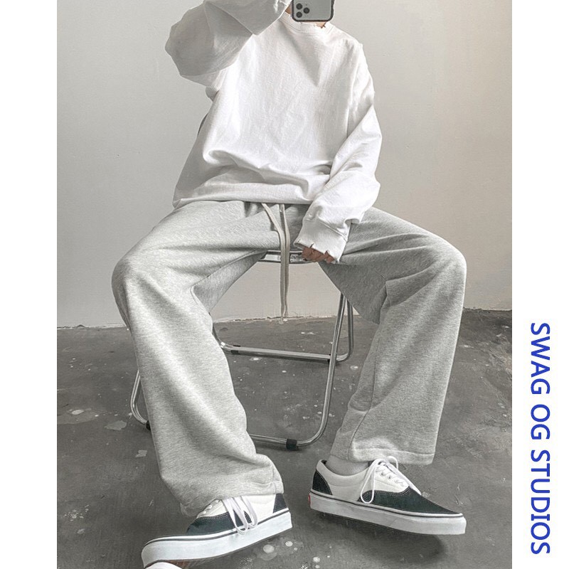 Quần Thun Ống Rộng Nam Màu Đen Và Xám Phong Cách Trẻ Trung Năng Động MAYLANSTORE