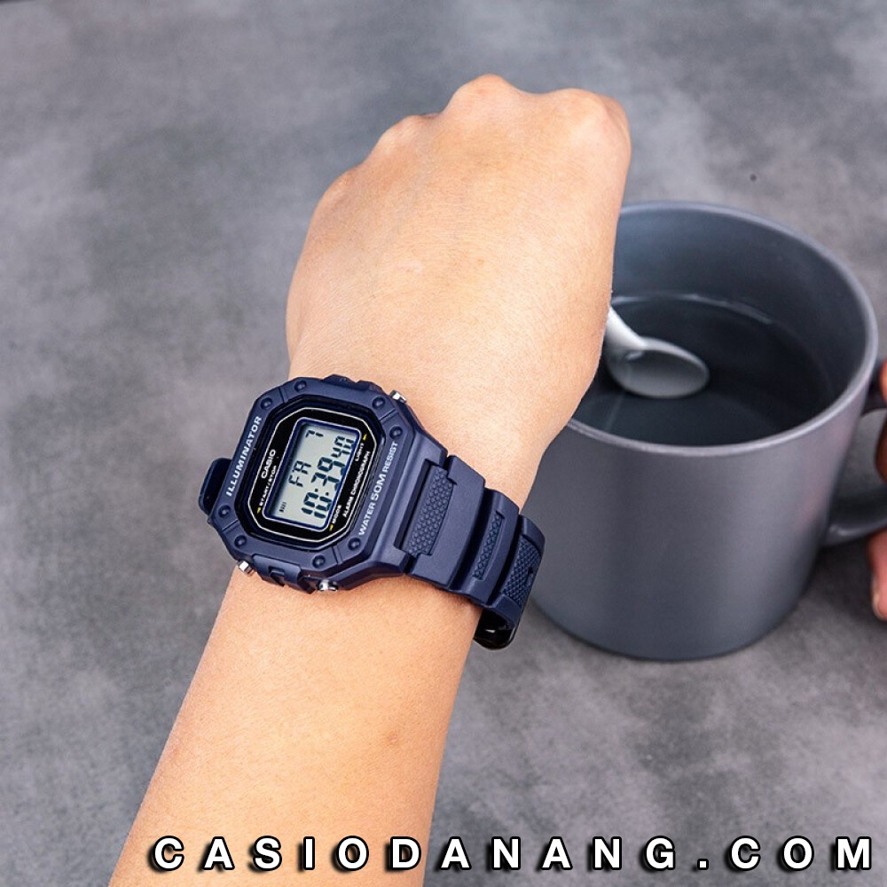 Đồng hồ nam dây nhựa Casio Standard chính hãng Anh Khuê W-218H-2AVDF (43mm)