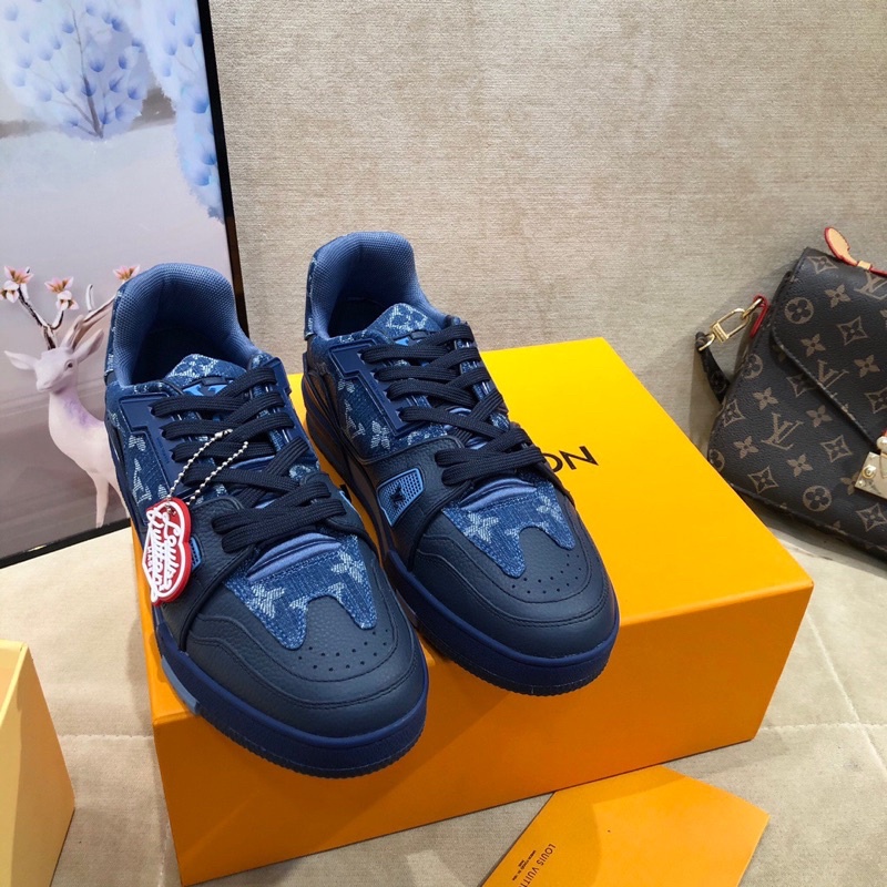 Giày thể thao unisex da thật cao cấp thương hiệu LOuis Vuitton LV