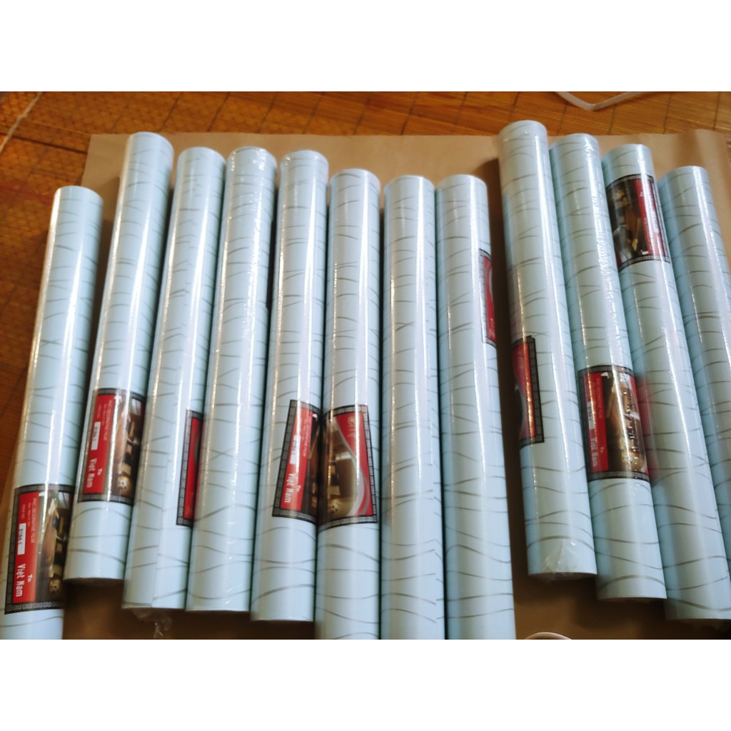 10 mét giấy dán tường sóng xanh khổ rộng 45cm có keo dán sẵn