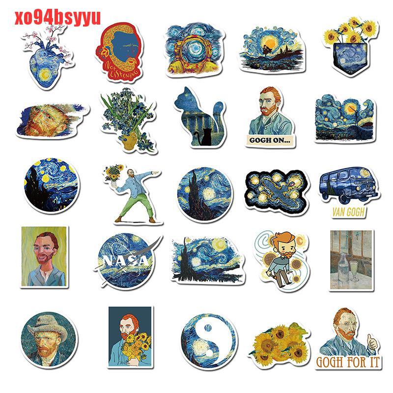 Bộ 40 Miếng Dán PVC Hình Tranh Sơn Dầu Van Gogh Xo94Bsyu