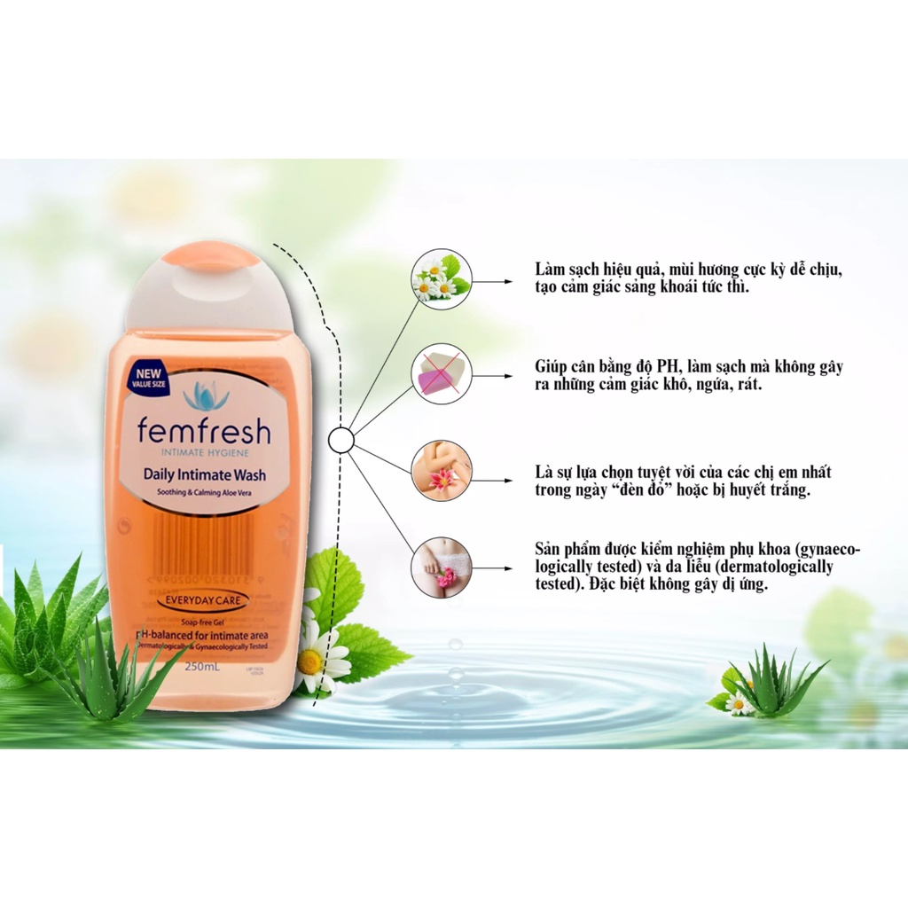 Dung Dịch Vệ Sinh Phụ Nữ Femfresh Daily Intimate Wash 250ml Anh Quốc - Cam