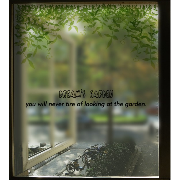 Decal trang trí kính cao cấp dây leo lá nhỏ ( 60cm x 58cm )