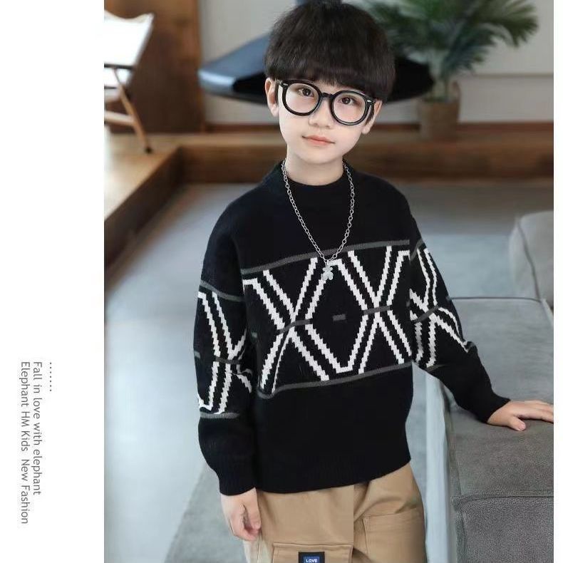 Áo Sweater Dệt Kim Cổ Tròn Thiết Kế Mới Thời Trang Mùa Thu Đông 2022 Dành Cho Bé Trai
