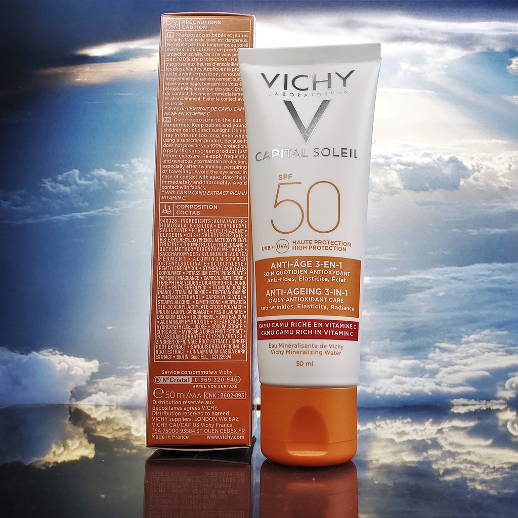 Kem Chống Nắng Vichy Chống Lão Hóa Capital Soleil Anti-Ageing 3-In-1 SPF50+ 50ml