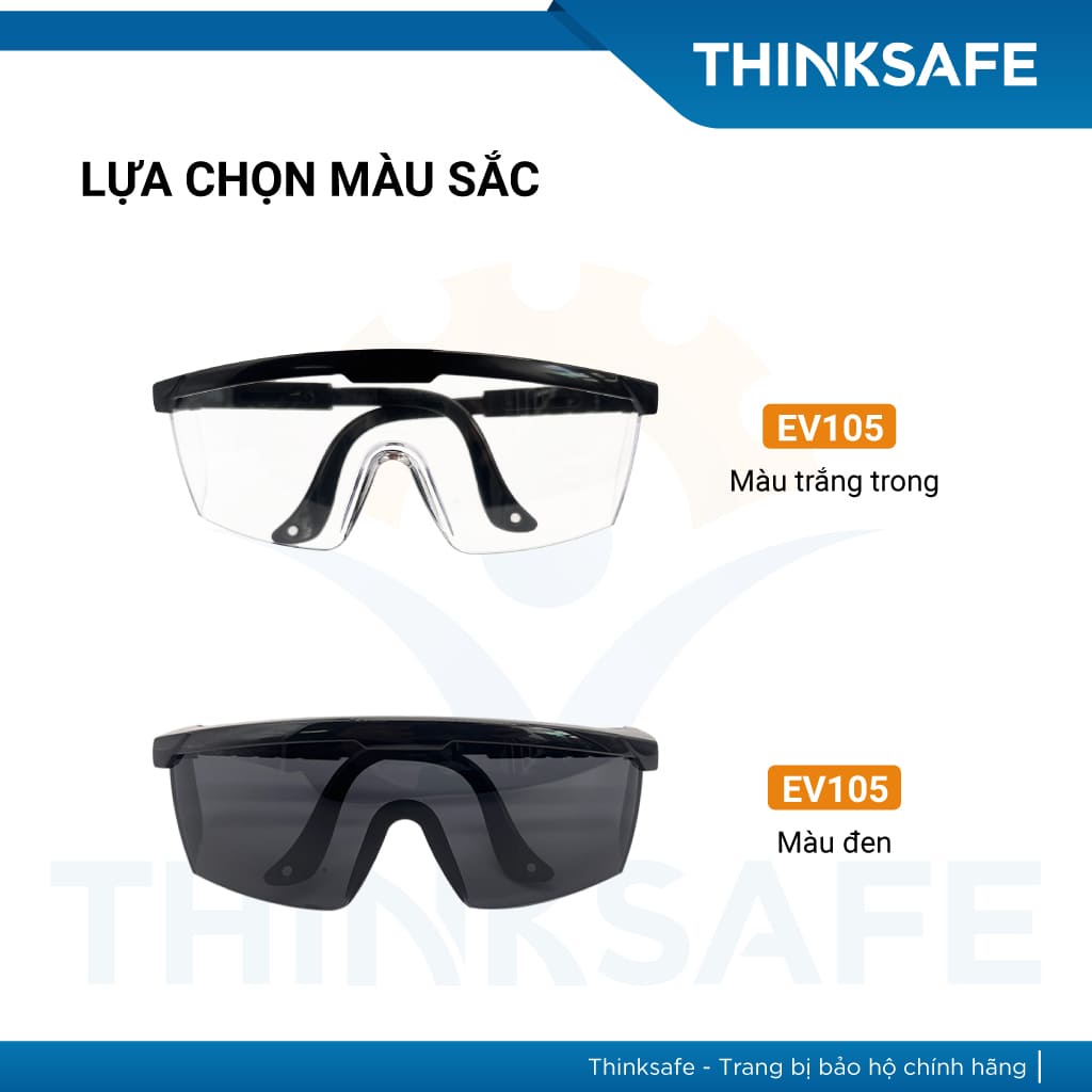 Kính bảo hộ EV105 tròng trong suốt Chống tia UV Chống bụi Chống mờ sương Kính bảo hộ chính hãng phòng đau mắt đỏ