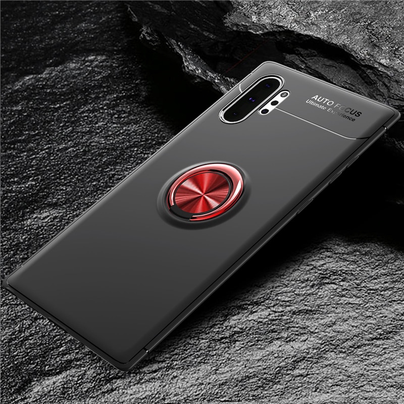 Ốp điện thoại silicon TPU mềm mờ có nhẫn đỡ kim loại cho Samsung Galaxy Note 10 Plus Lite A7 A9 2018 S10 Plus