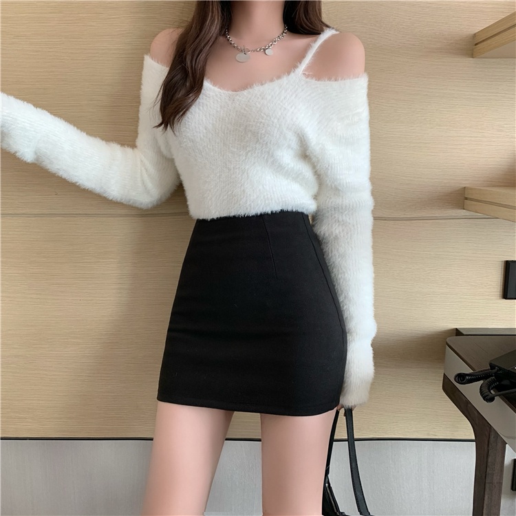 QKOOLE  Chân váy lưng cao phong cách Hàn Quốc quyến rũ cho nữ