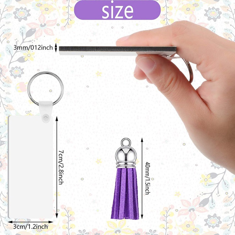 Mojito Set 28 Móc Khóa Hình Chữ Nhật Rỗng Bằng Acrylic Kèm 28 Móc Khóa Và 28 Núm Tua