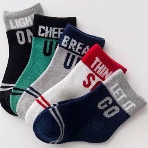 Sét 5 đôi tất cao cổ in chữ cho bé trai/bé gái chất đẹp