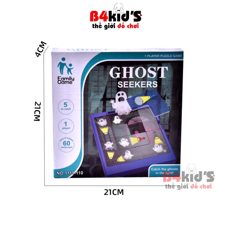 Đồ chơi board game xếp hình đèn pin bắt ma ghost catchers 30 thẻ 60 câu đố thông minh sáng tạo cho bé B4KIDS - B1
