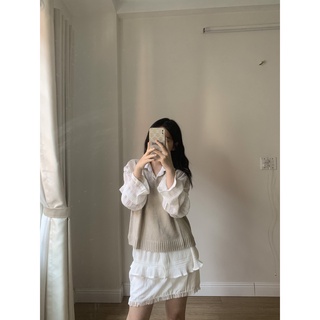Áo Gile Basic TOPBRA Cổ V Chất Len Mỏng Mặc 4 Mùa TOPBRA
