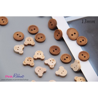 [Set 10c] Khuy áo / Cúc áo gỗ kích thước 13mm