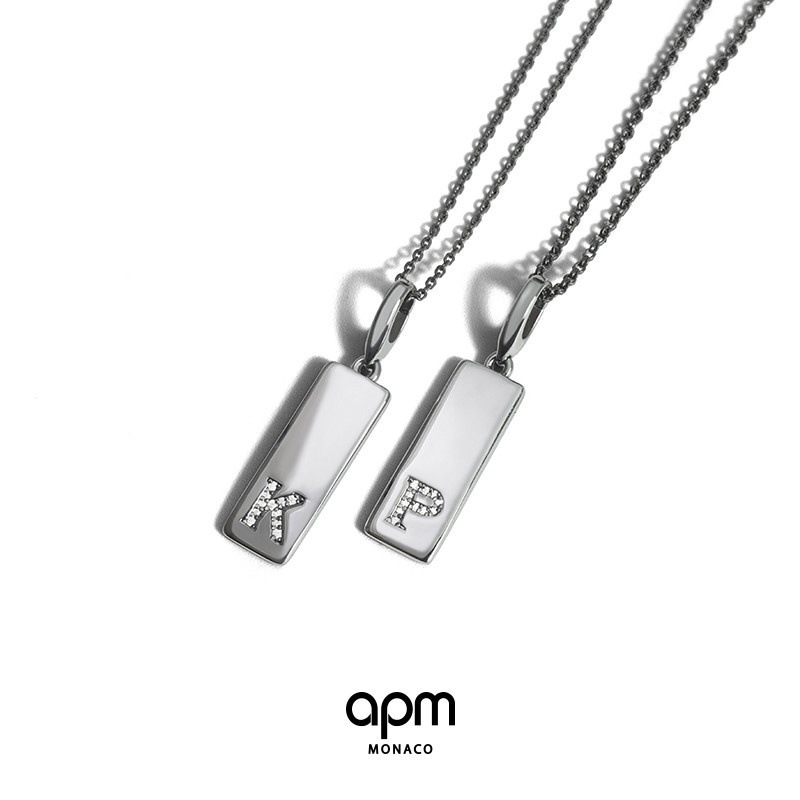 APM Monaco Thẻ Bạc Chữ Cặp Đôi Vòng Cổ Nam 2021 Mới Xương Đòn 520 Dành Cho Bạn Gái