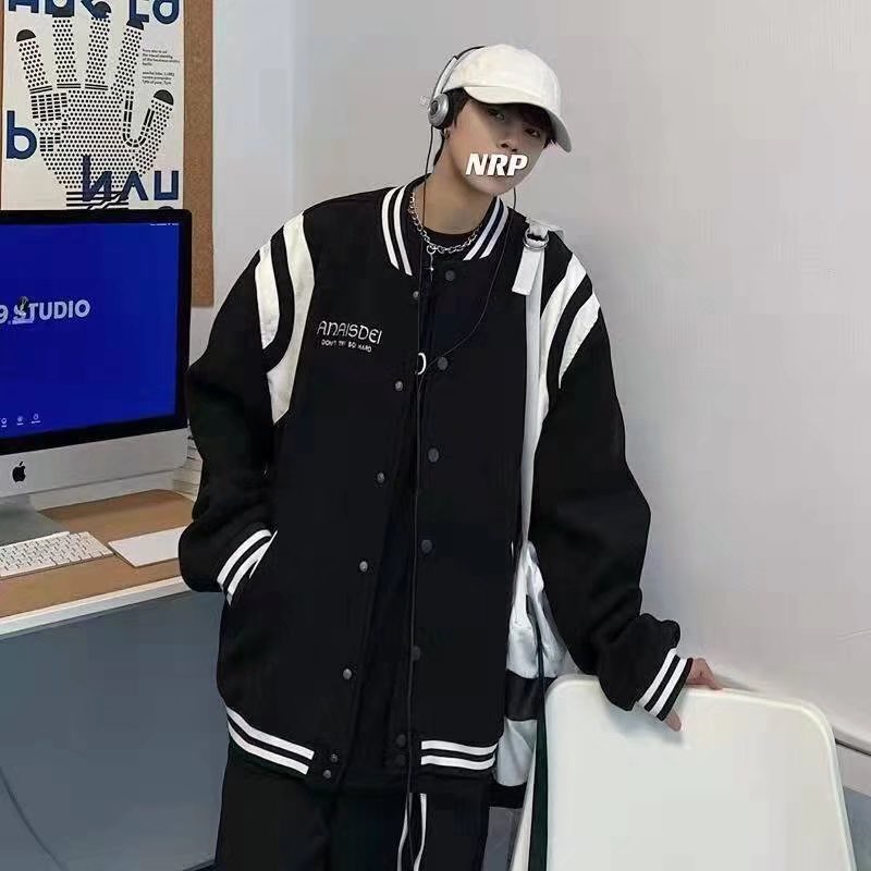 Áo khoác bomber tay dài dáng rộng in chữ phong cách hàn quốc thời trang mùa đông cho nam và nữ size S-3XL