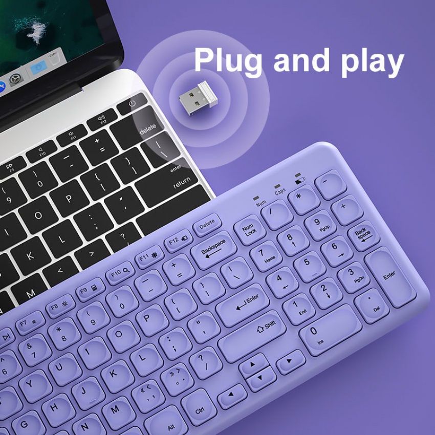 Bộ Bàn Phím Và Chuột Không Dây Siêu Mỏng 2.4Ghz Cho Máy Tính