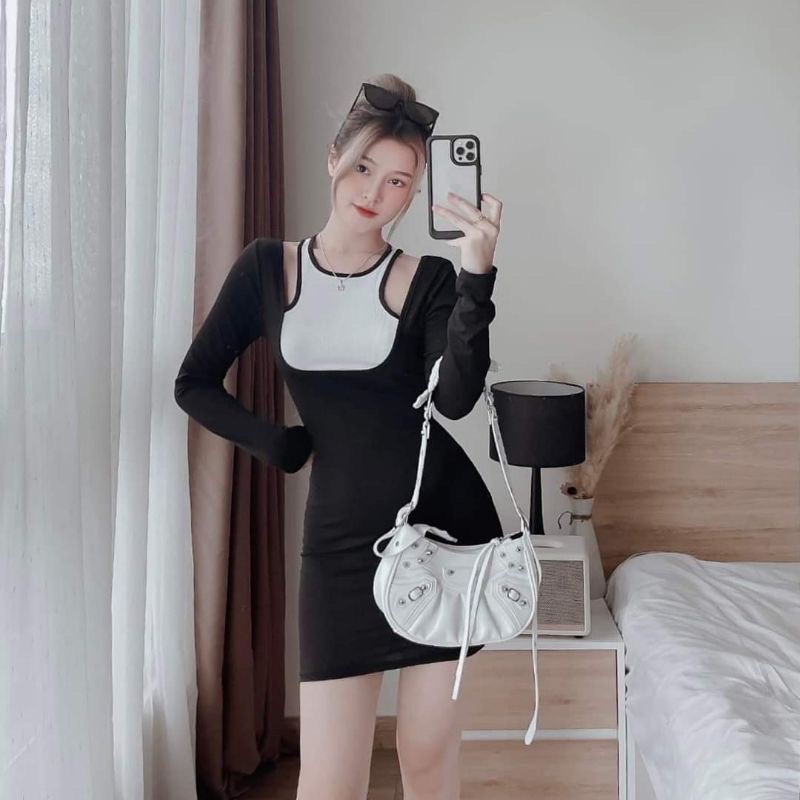 ĐẦM ÔM BODY PHỐI YẾM VIỀN MÀU ĐYM3