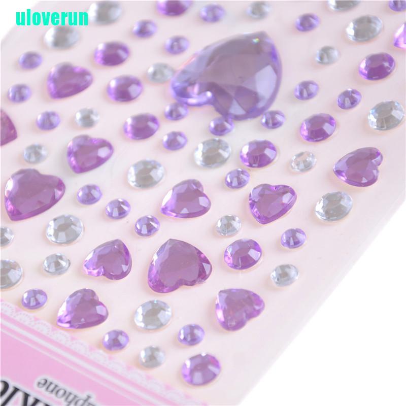 1 Tấm Sticker Hình Trái Tim Đính Đá Trang Trí Điện Thoại / Sổ Tay Diy