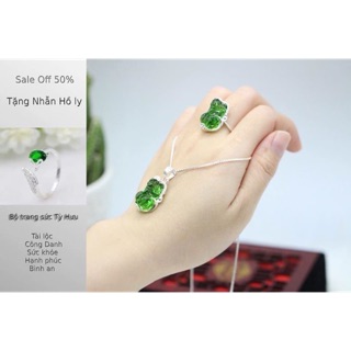 Bộ tỳ hưu đá topaz phong thủy bạc ta nguyên chất chính hãng- Bạc LOPA