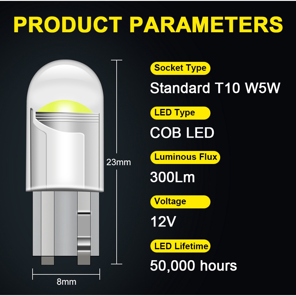 1 Bóng Đèn LED T10 W5W WY5W 168 501 2825 COB Chất Lượng Cao