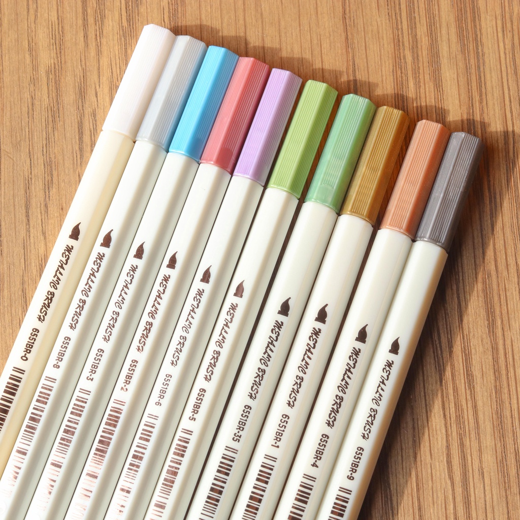 Bút Metallic Brush Pen Màu Nhũ Viết Caligraphy Trang Trí Sổ Bullet Journals