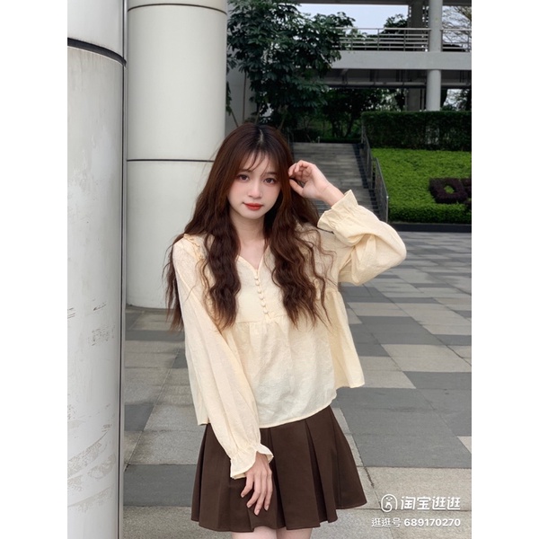 Áo babydoll  tiểu thư - ảnh thật