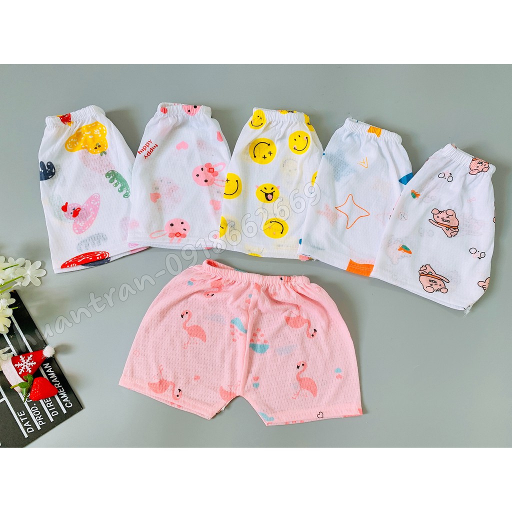 Set 10 quần cộc cotton giấy bé trai, bé gái 3-15kg