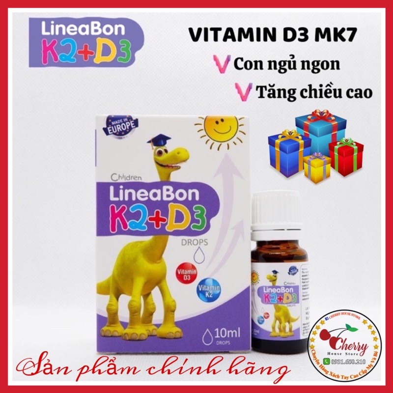 { Kèm quà tặng} Lineabon K2 D3 nhập khẩu chính hãng,phát triển chiều cao cho trẻ