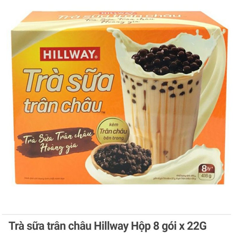 Trà sữa trân châu Hillway 416g (8 gói trà sữa bà 8 gói trân châu)