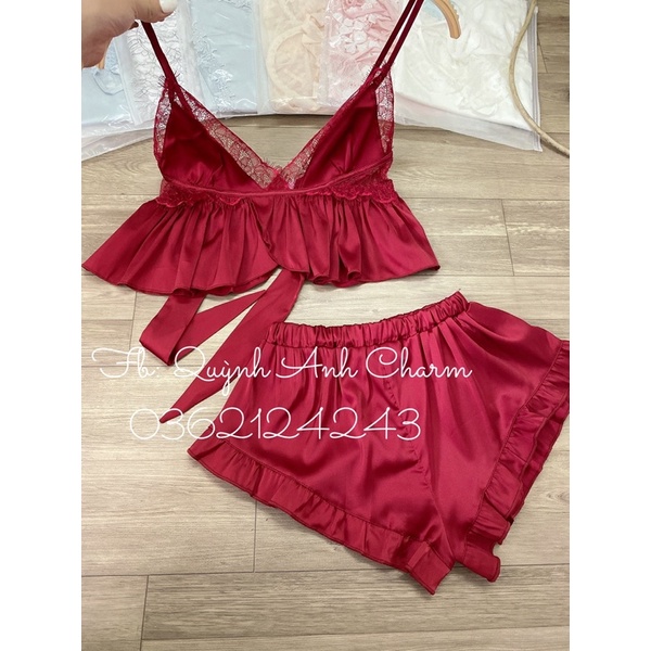 BÁN SỈ _ FREESHIP_Bộ đồ ngủ sexy quần đùi áo croptop hai dây gợi cảm hàng Quảng Châu cao cấp SP066