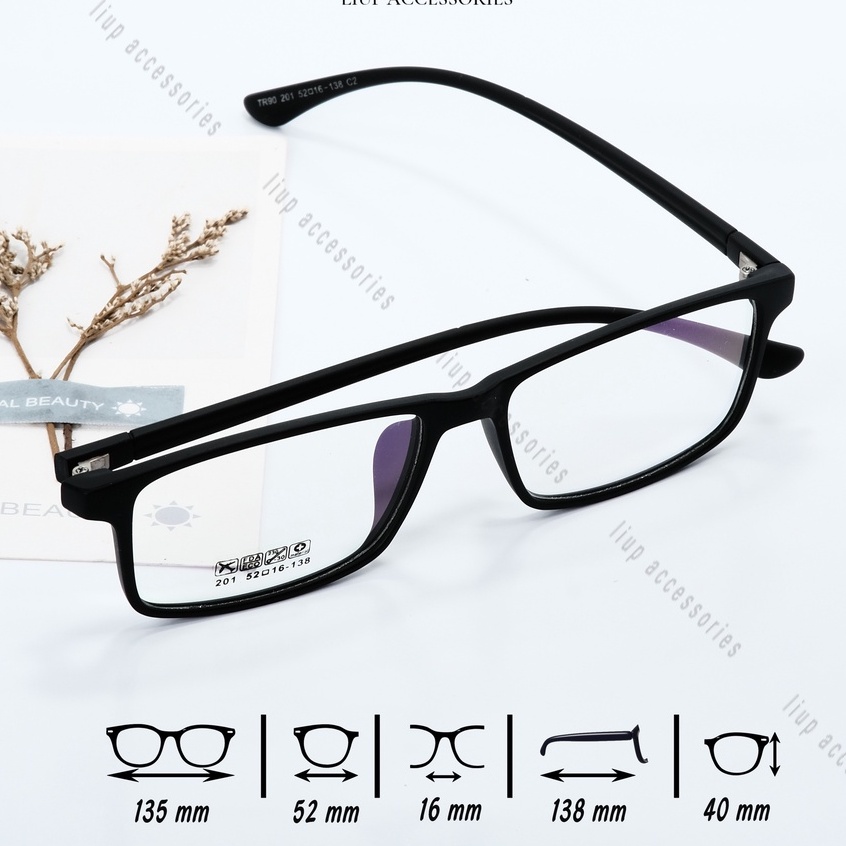 Gọng kính Liup eyewear mắt vuông nam nữ chất liệu dẻo TR90, phong cách hàn quốc 201