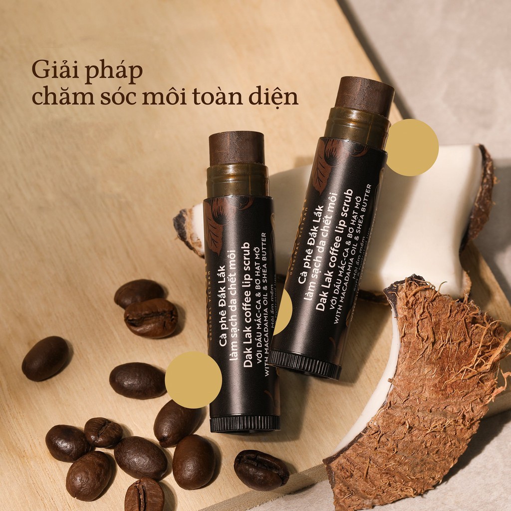 Tẩy Tế Bào Chết Môi COCOON Cà Phê Đắk Lắk chống thâm môi - COCOON Dak Lak Coffee Lip Scrub 5G