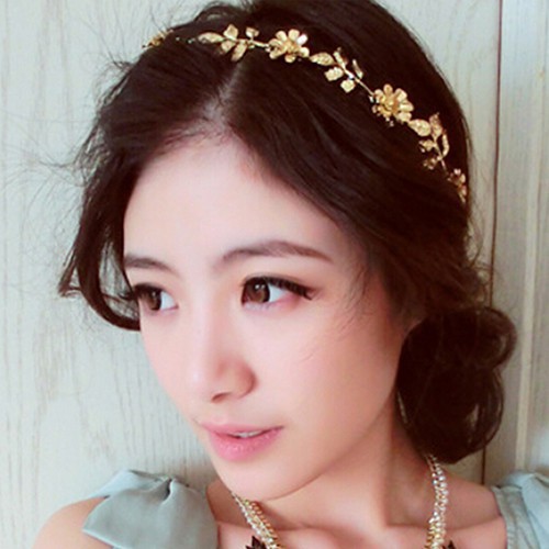Vòng đội đầu kiểu hoa lá có đai thun đầy sang trọng cho nữ