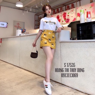 Sét áo và chân váy chữ A in hoa siêu yêu