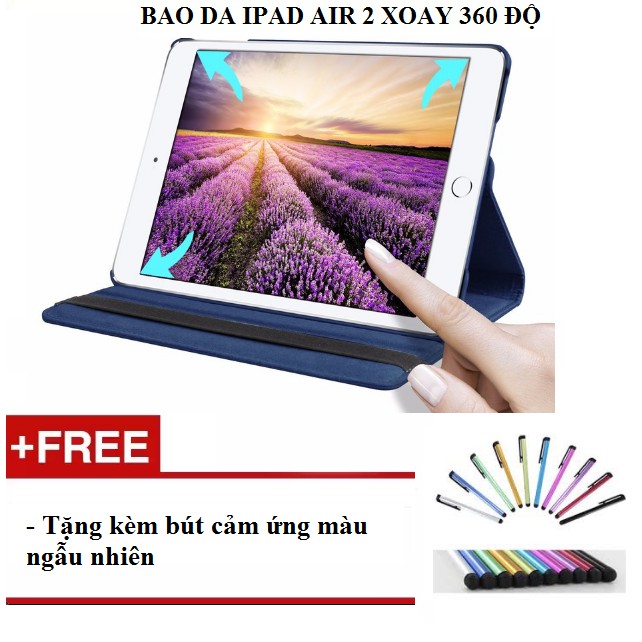 Bao da iPad Air 2 Xoay 360 độ - Tặng kèm bút cảm ứng – H_Shop_VN