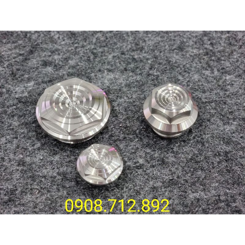 Bộ ốc mâm lửa và nắp nhớt thái mẫu c3 inox 304 không gỉ gắn nhiều loại xe