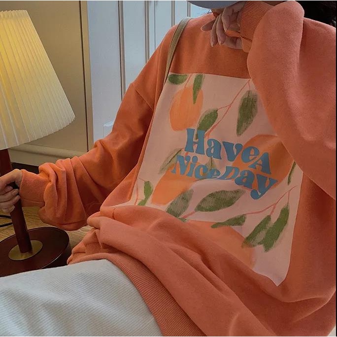 HIIXIIVI Áo Sweater Tay Dài Cổ Tròn Oversize In Họa Tiết Thời Trang Hàn Quốc Cho Nam Nữ