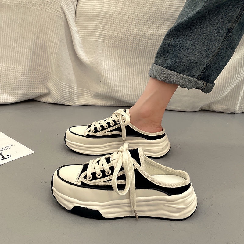 Dép Bít Mũi Chất Liệu Canvas Thời Trang Mùa Thu